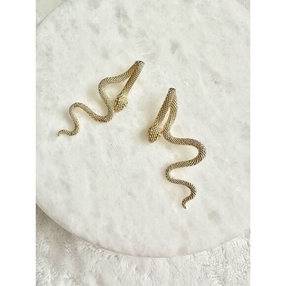 Gold snake dangle jacket earrings ￼ - Picture 2 of 3